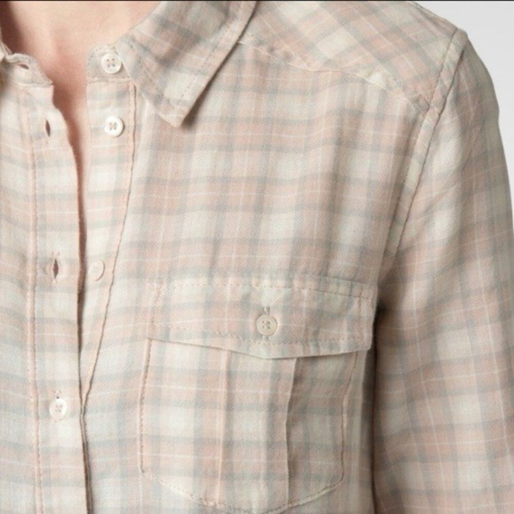 Paige Mya Plaid Button-Up Shirt Womens L Long‎ Sleeve Relaxed Fit Career Casual